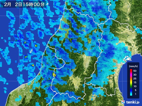 山形県の雨雲レーダー(2017年02月02日)