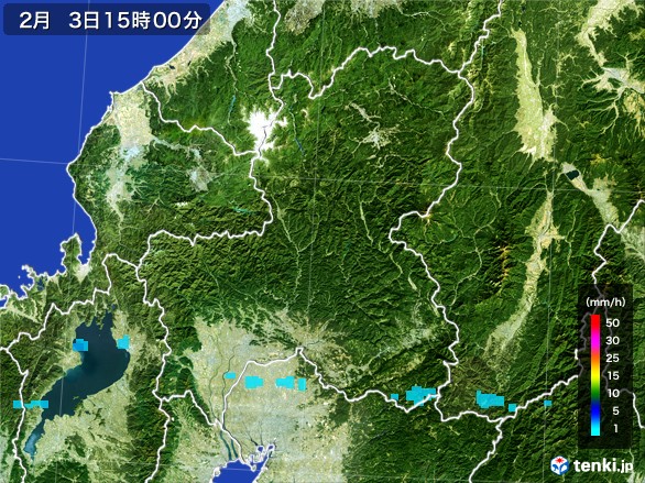 岐阜県の雨雲レーダー(2017年02月03日)