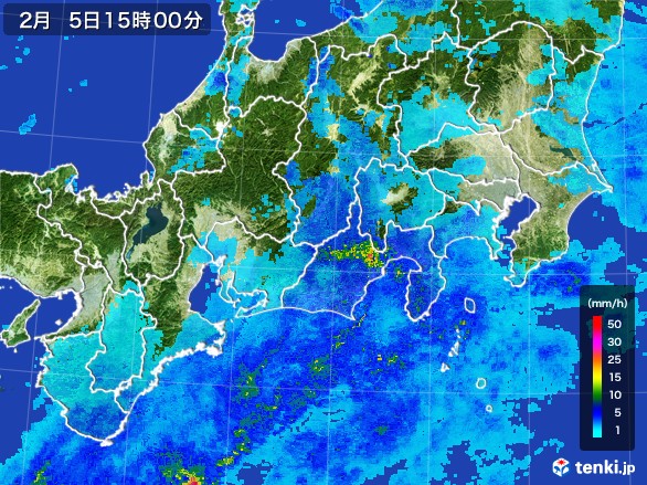 東海地方の雨雲レーダー(2017年02月05日)