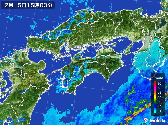 四国地方の雨雲レーダー(2017年02月05日)