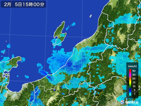 新潟県の雨雲レーダー(2017年02月05日)