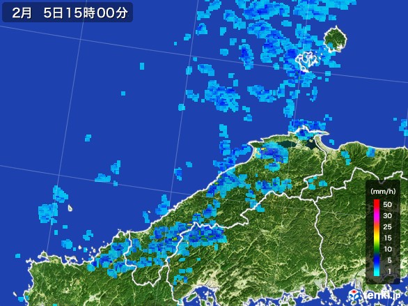 島根県の雨雲レーダー(2017年02月05日)