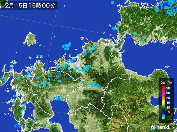 福岡県の雨雲レーダー(2017年02月05日)