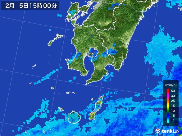 鹿児島県の雨雲レーダー(2017年02月05日)