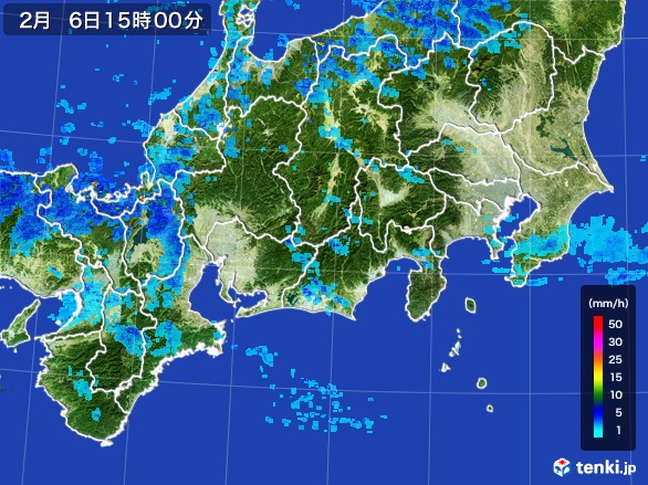 東海地方の雨雲レーダー(2017年02月06日)
