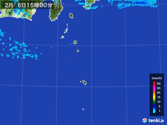 伊豆諸島(東京都)の雨雲レーダー(2017年02月06日)