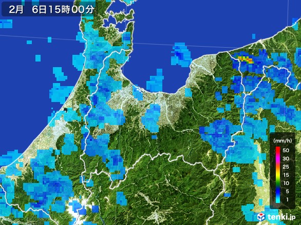 富山県の雨雲レーダー(2017年02月06日)