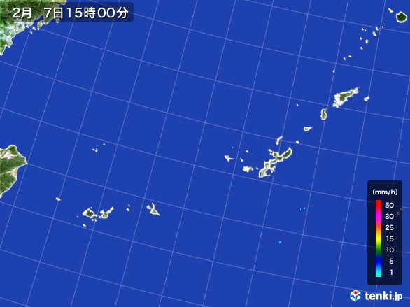 沖縄地方の雨雲レーダー(2017年02月07日)