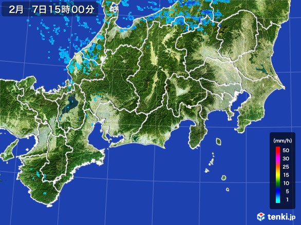 東海地方の雨雲レーダー(2017年02月07日)