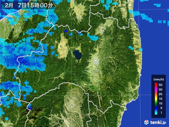 福島県の雨雲レーダー(2017年02月07日)