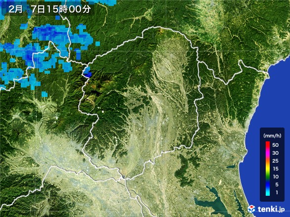 栃木県の雨雲レーダー(2017年02月07日)