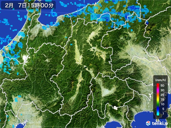 長野県の雨雲レーダー(2017年02月07日)