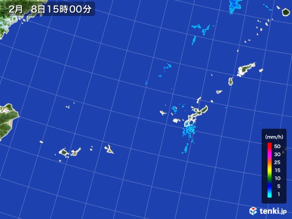 沖縄地方の雨雲レーダー(2017年02月08日)