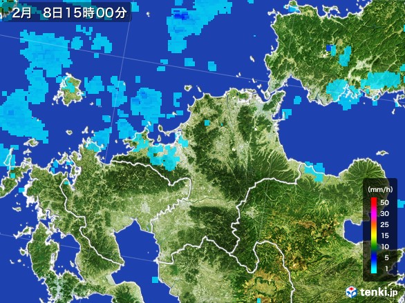 福岡県の雨雲レーダー(2017年02月08日)