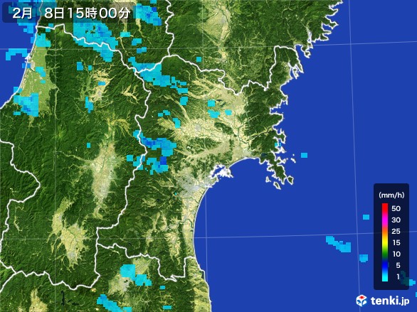宮城県の雨雲レーダー(2017年02月08日)