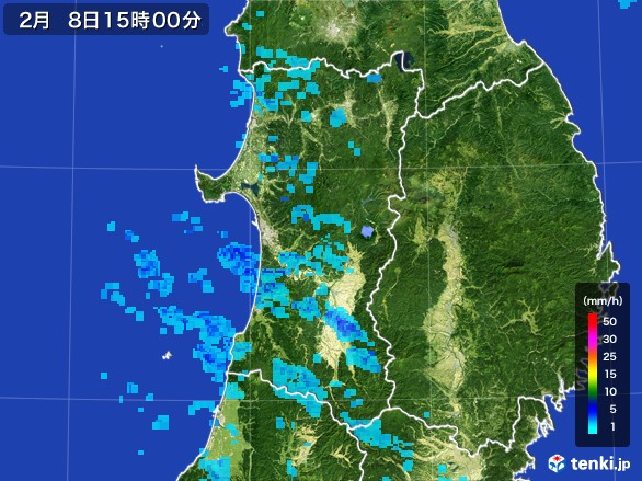 秋田県の雨雲レーダー(2017年02月08日)