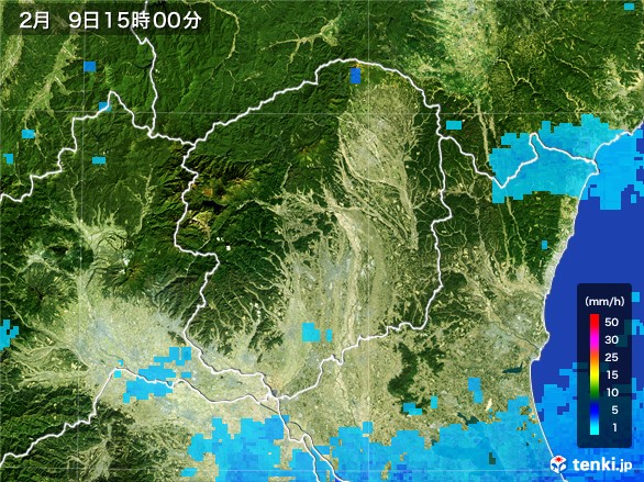 栃木県の雨雲レーダー(2017年02月09日)