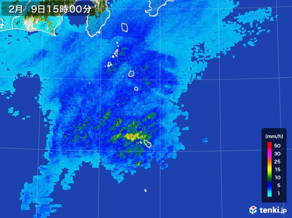伊豆諸島(東京都)の雨雲レーダー(2017年02月09日)