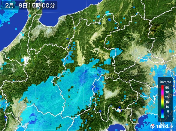 長野県の雨雲レーダー(2017年02月09日)