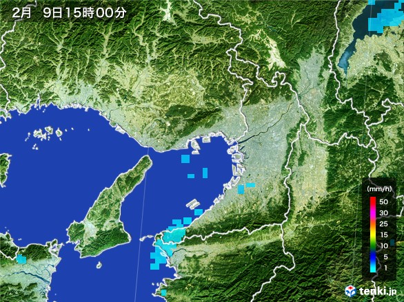 大阪府の雨雲レーダー(2017年02月09日)