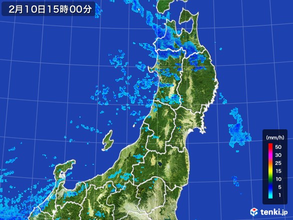 東北地方の雨雲レーダー(2017年02月10日)