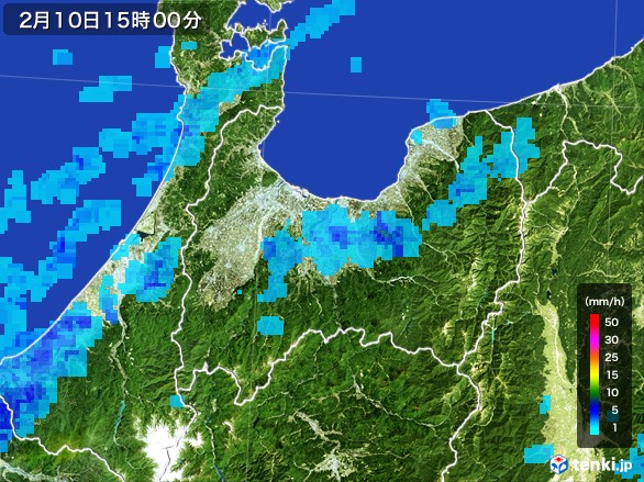 富山県の雨雲レーダー(2017年02月10日)