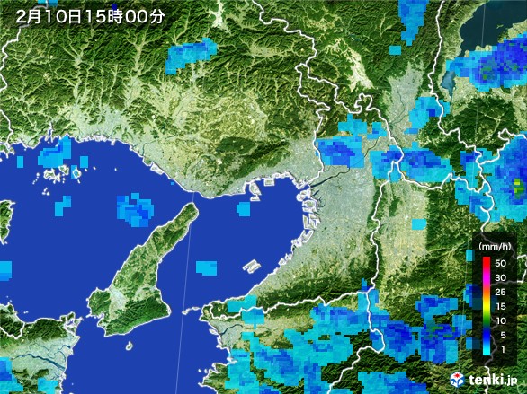 大阪府の雨雲レーダー(2017年02月10日)