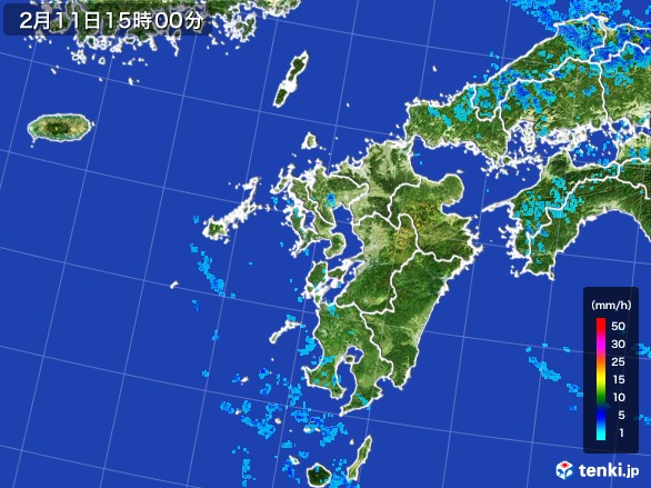 九州地方の雨雲レーダー(2017年02月11日)