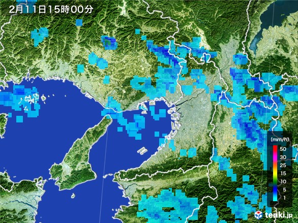 大阪府の雨雲レーダー(2017年02月11日)