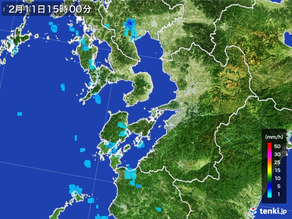熊本県の雨雲レーダー(2017年02月11日)