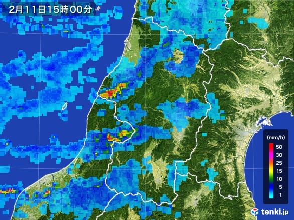 山形県の雨雲レーダー(2017年02月11日)