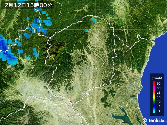 栃木県の雨雲レーダー(2017年02月12日)