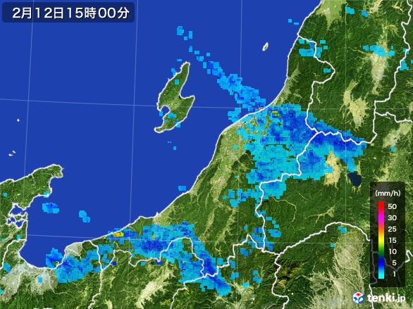 新潟県の雨雲レーダー(2017年02月12日)
