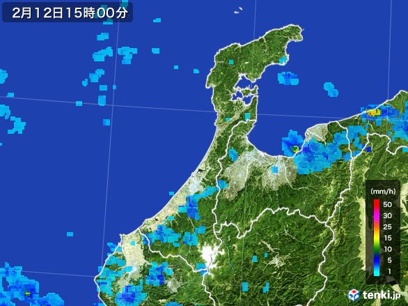 石川県の雨雲レーダー(2017年02月12日)
