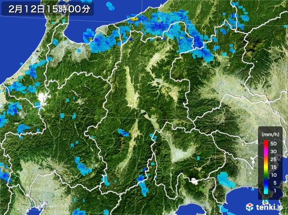 長野県の雨雲レーダー(2017年02月12日)