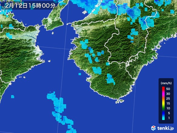 和歌山県の雨雲レーダー(2017年02月12日)
