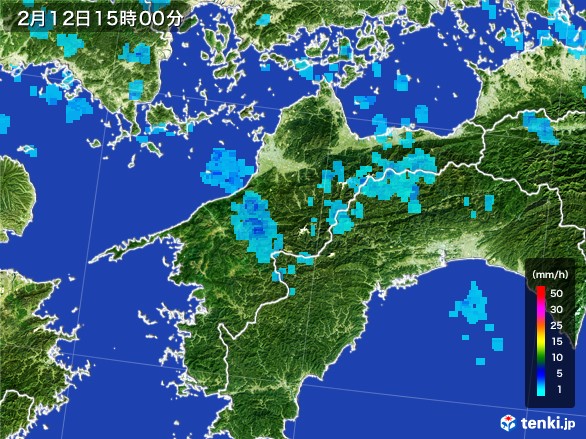 愛媛県の雨雲レーダー(2017年02月12日)