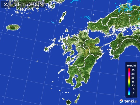 九州地方の雨雲レーダー(2017年02月13日)