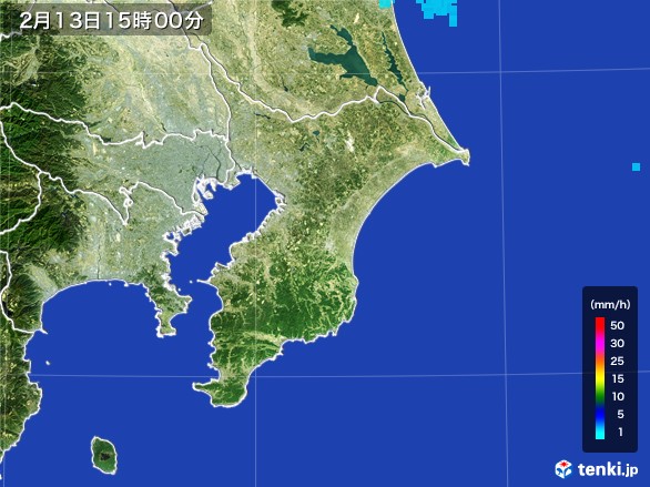 千葉県の雨雲レーダー(2017年02月13日)