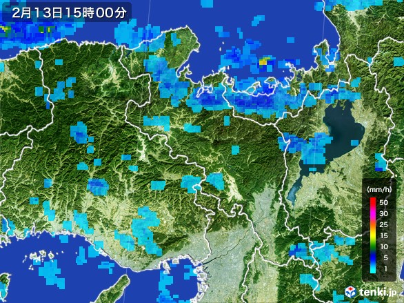 京都府の雨雲レーダー(2017年02月13日)