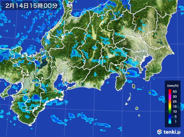 東海地方の雨雲レーダー(2017年02月14日)