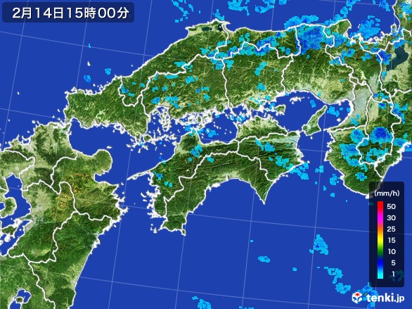 四国地方の雨雲レーダー(2017年02月14日)