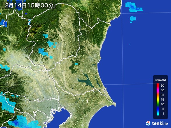茨城県の雨雲レーダー(2017年02月14日)