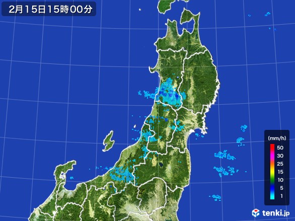 東北地方の雨雲レーダー(2017年02月15日)