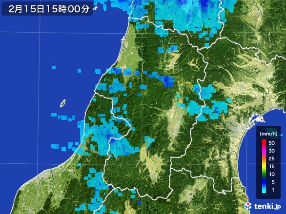 山形県の雨雲レーダー(2017年02月15日)