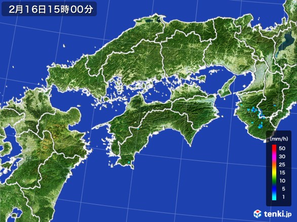 四国地方の雨雲レーダー(2017年02月16日)