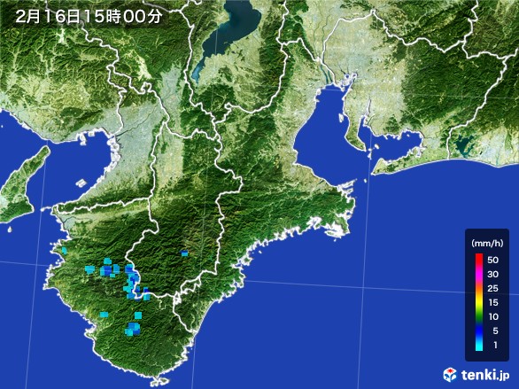 三重県の雨雲レーダー(2017年02月16日)