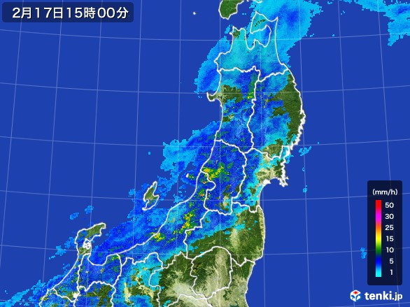 東北地方の雨雲レーダー(2017年02月17日)