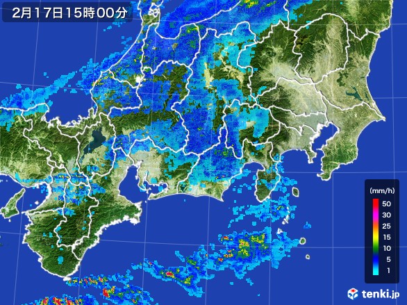 東海地方の雨雲レーダー(2017年02月17日)