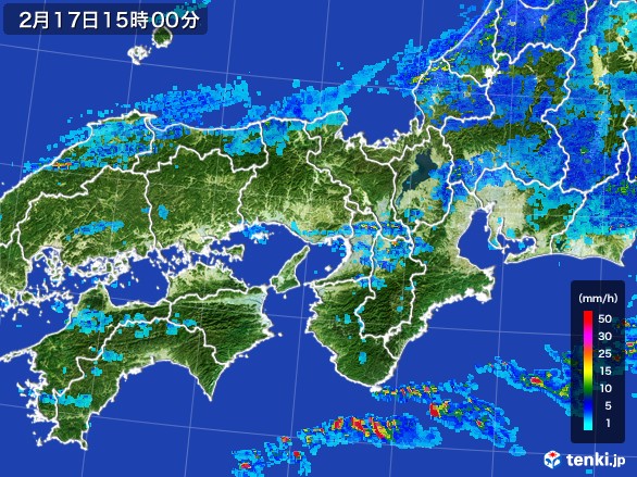 近畿地方の雨雲レーダー(2017年02月17日)